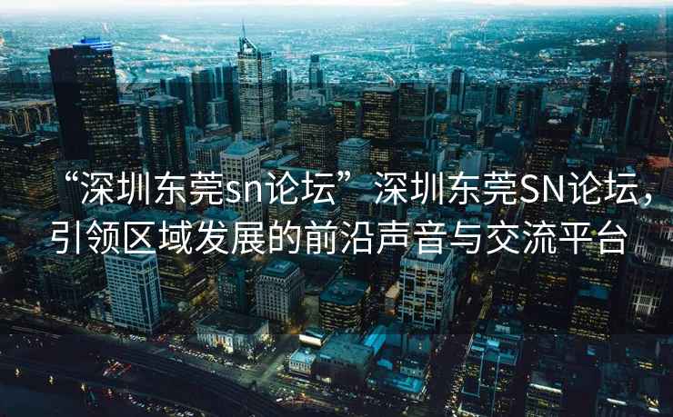 “深圳東莞sn論壇”深圳東莞SN論壇，引領(lǐng)區(qū)域發(fā)展的前沿聲音與交流平臺