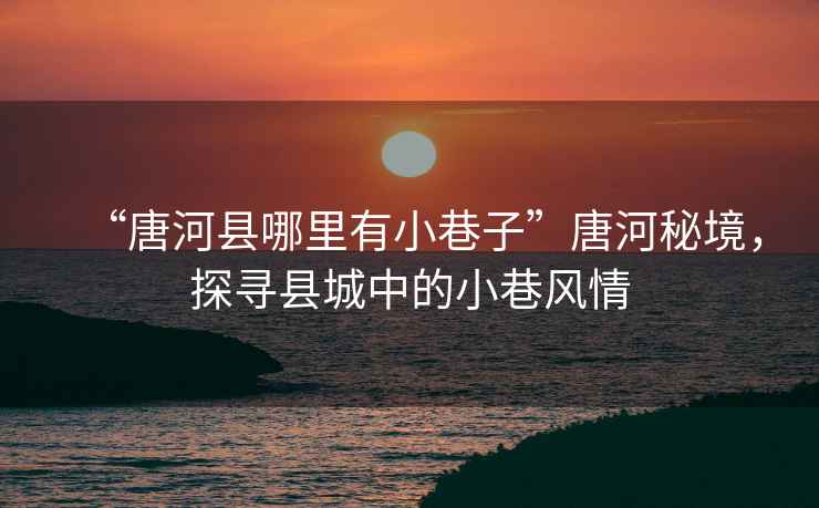 “唐河縣哪里有小巷子”唐河秘境，探尋縣城中的小巷風情