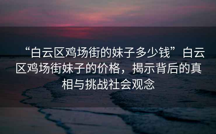 “白云區(qū)雞場街的妹子多少錢”白云區(qū)雞場街妹子的價格，揭示背后的真相與挑戰(zhàn)社會觀念