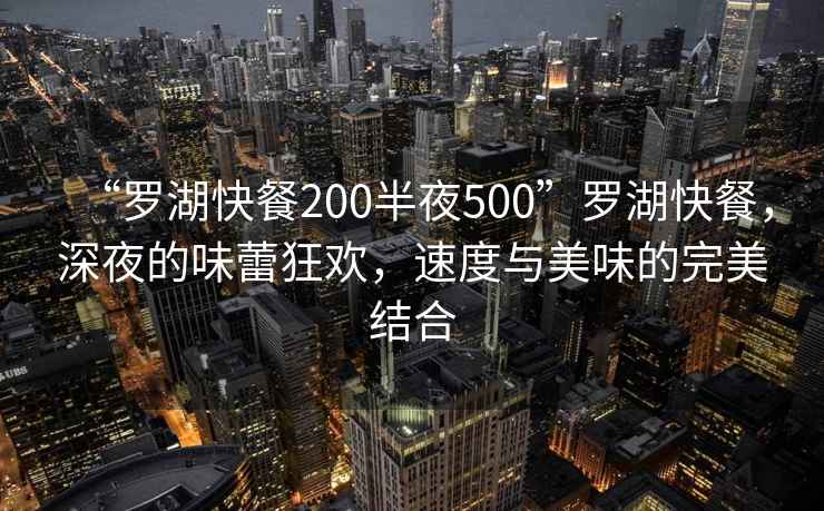 “羅湖快餐200半夜500”羅湖快餐，深夜的味蕾狂歡，速度與美味的完美結(jié)合