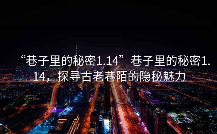 “巷子里的秘密1.14”巷子里的秘密1.14，探尋古老巷陌的隱秘魅力