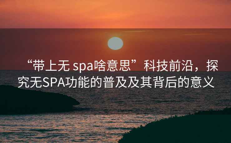 “帶上無 spa啥意思”科技前沿，探究無SPA功能的普及及其背后的意義