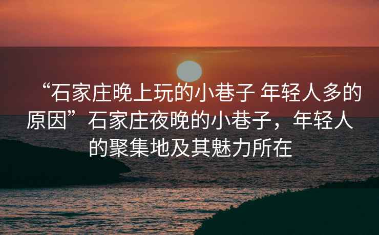 “石家莊晚上玩的小巷子 年輕人多的原因”石家莊夜晚的小巷子，年輕人的聚集地及其魅力所在