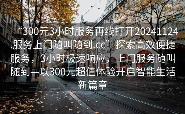“300元3小時服務(wù)再線打開20241124.服務(wù)上門隨叫隨到.cc”探索高效便捷服務(wù)，3小時極速響應(yīng)，上門服務(wù)隨叫隨到—以300元超值體驗開啟智能生活新篇章