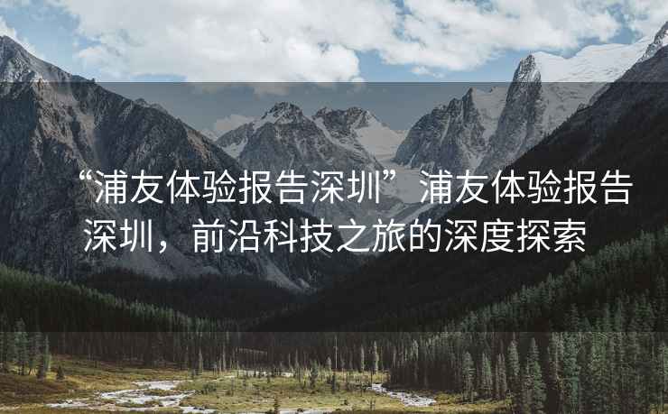 “浦友體驗(yàn)報(bào)告深圳”浦友體驗(yàn)報(bào)告深圳，前沿科技之旅的深度探索