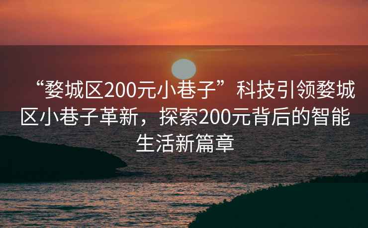 “婺城區(qū)200元小巷子”科技引領(lǐng)婺城區(qū)小巷子革新，探索200元背后的智能生活新篇章