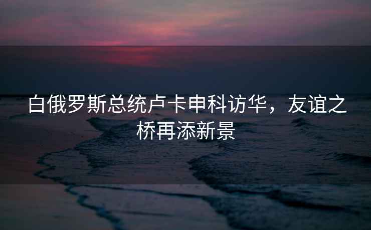 白俄羅斯總統(tǒng)盧卡申科訪華，友誼之橋再添新景
