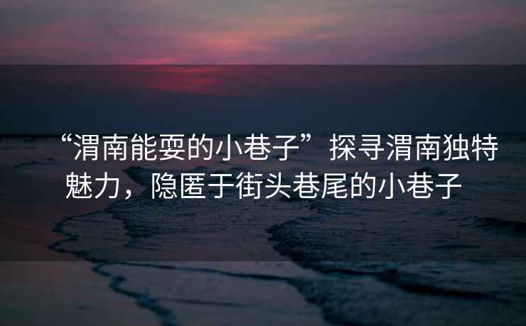 “渭南能耍的小巷子”探尋渭南獨特魅力，隱匿于街頭巷尾的小巷子