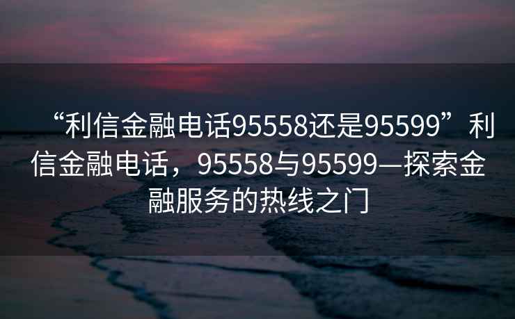 “利信金融電話95558還是95599”利信金融電話，95558與95599—探索金融服務(wù)的熱線之門