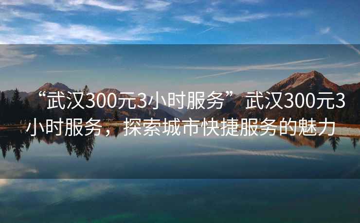 “武漢300元3小時(shí)服務(wù)”武漢300元3小時(shí)服務(wù)，探索城市快捷服務(wù)的魅力