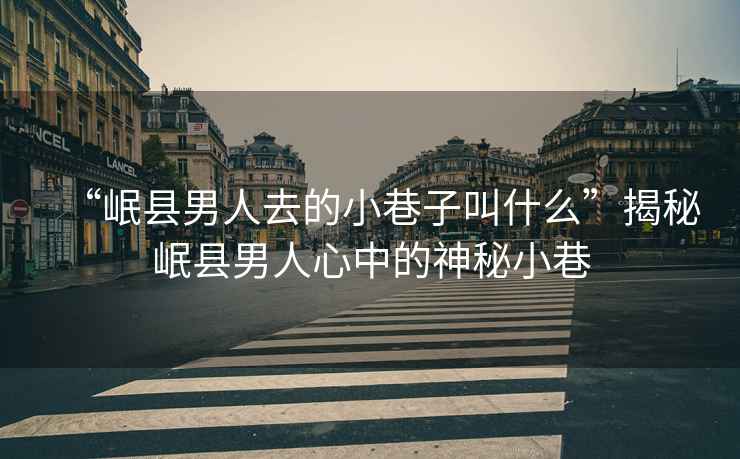 “岷縣男人去的小巷子叫什么”揭秘岷縣男人心中的神秘小巷