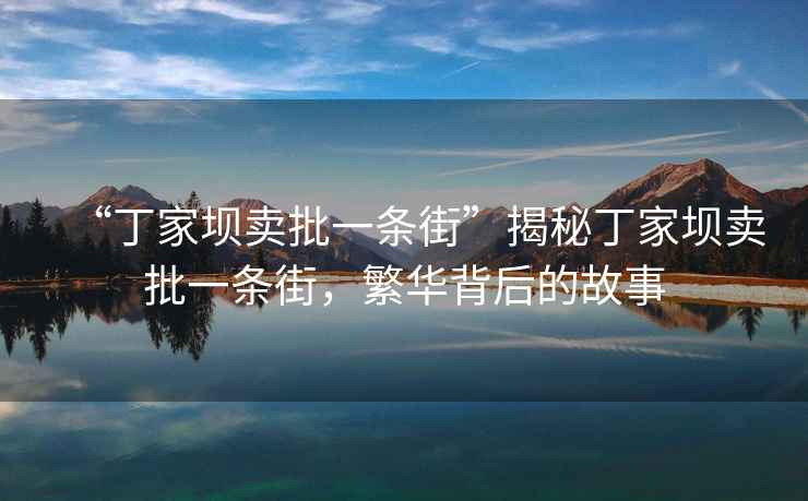 “丁家壩賣批一條街”揭秘丁家壩賣批一條街，繁華背后的故事