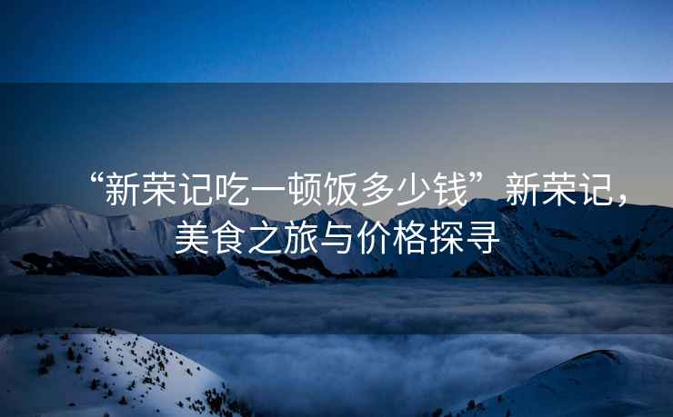 “新榮記吃一頓飯多少錢”新榮記，美食之旅與價格探尋