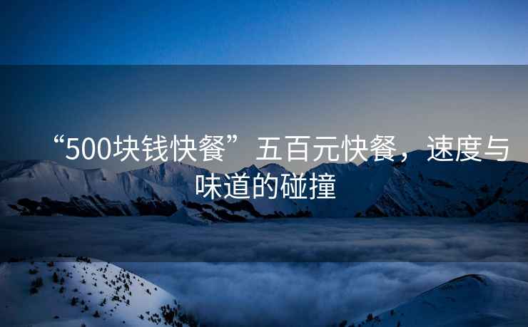 “500塊錢快餐”五百元快餐，速度與味道的碰撞