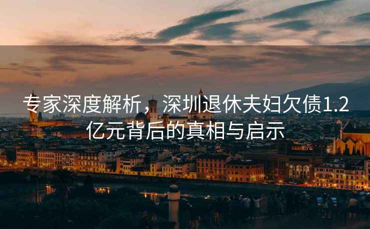專家深度解析，深圳退休夫婦欠債1.2億元背后的真相與啟示