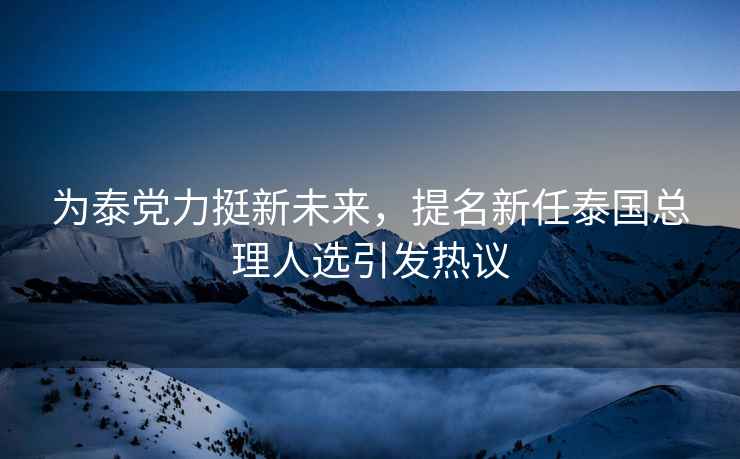 為泰黨力挺新未來，提名新任泰國總理人選引發(fā)熱議